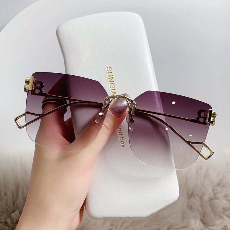 Kính Mát Gọng Vuông Oversized Không Viền Thời Trang Cho Nữ