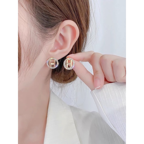 Bông tai xi mạ cao cấp đính đá H