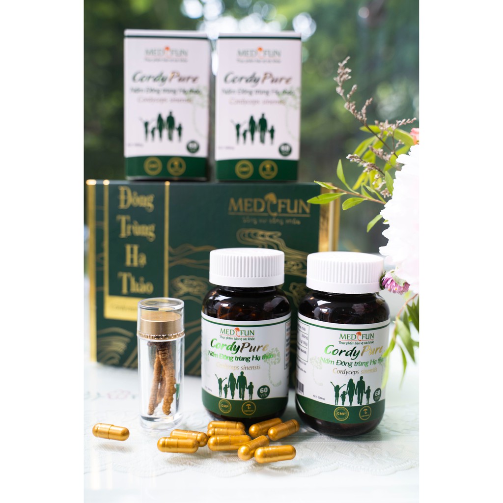 Đông Trùng Hạ Thảo Tây Tạng Cordypure Chính Hãng (Cordyceps Sinensis) Viên Nang Loại 60 Viên