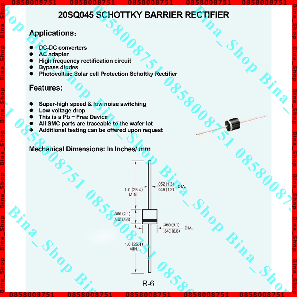 Điốt - Diode chỉnh lưu Schottky 20SQ045 45V 20A