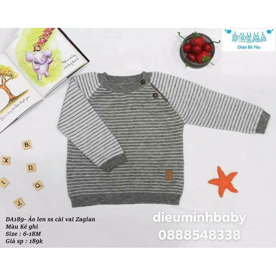 Thanh lý ÁO LEN BÉ gái LÔNG CỪU DOKMA 6m-9m