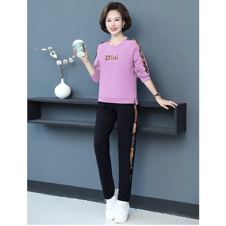 Bộ Đồ Thể Thao Dáng Rộng Thời Trang Xuân Thu Mới Cho Phụ Nữ Trung Niên
