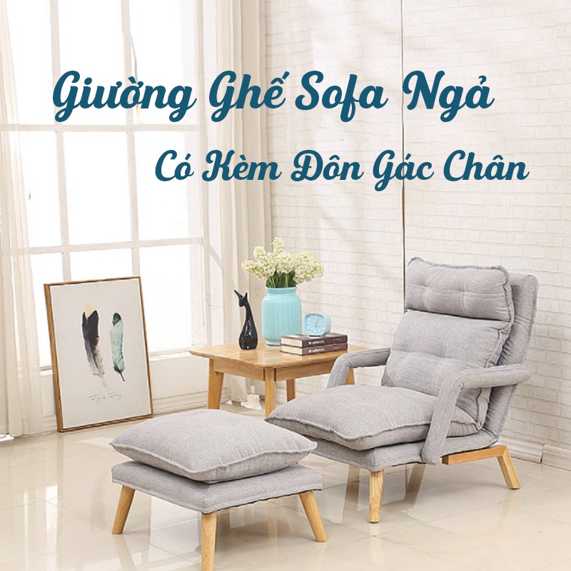 Ghế sofa giường nằm đọc sách xem phim thư giãn, phong khách, phong ngủ, ghế lười kèm đôn gác chân noithatcaocap86