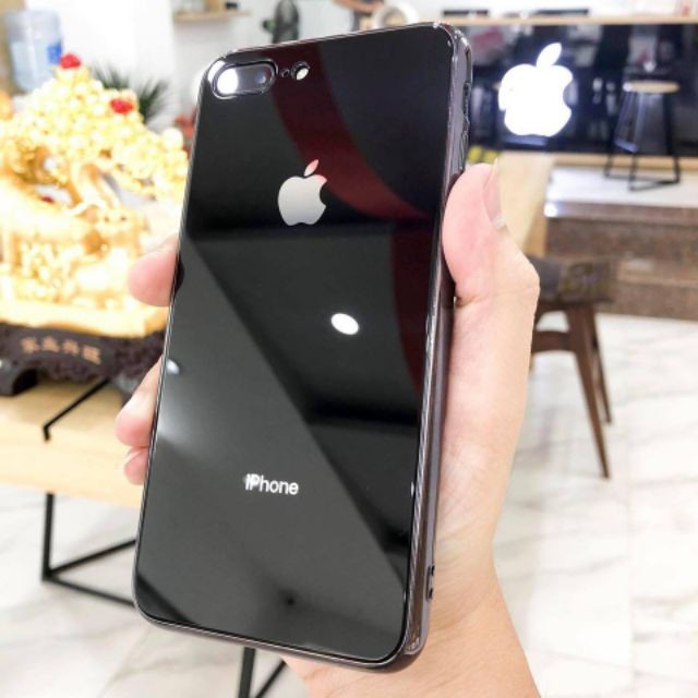 Ốp IPhone 7 Plus/ 8 Plus lưng kính tráng gương viền dẻo đồng màu máy ( sang chảnh )