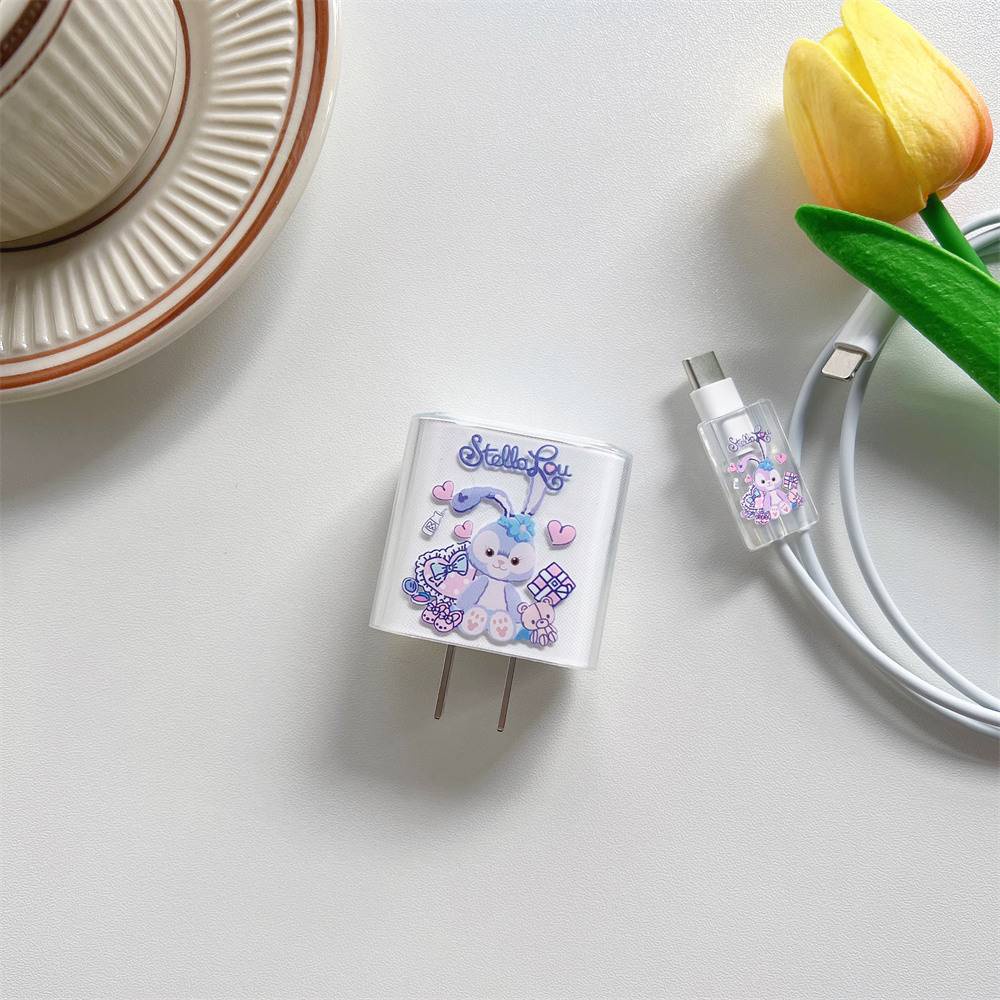 Bộ 2 Vỏ Bọc Bảo Vệ Dây Cáp Sạc USB 20W Bằng TPU Mềm Chống Trầy Hình StellaLou Bunny Cinnamoroll Lotso Snoopy