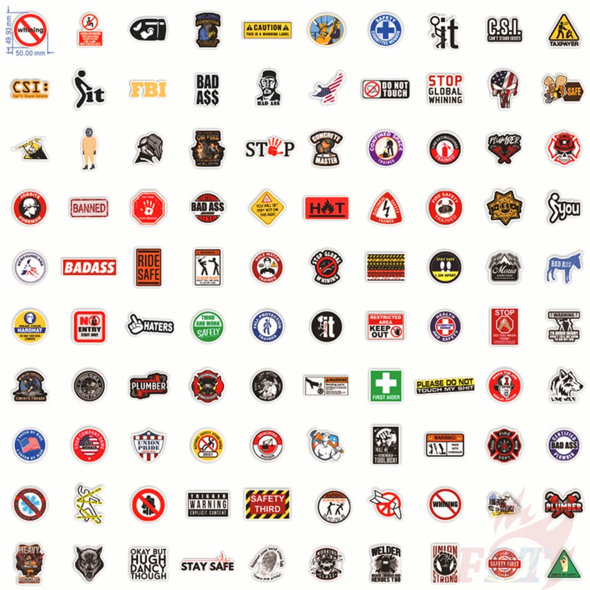 ❉ Miếng Dán Cảnh Báo An Toàn 01 Miếng ❉ Set 100 Sticker Dán Trang Trí Đa Năng Thời Trang
