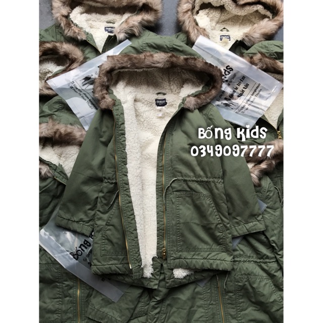 Áo Parka Bé Gái Lót Cừu Rêu Óhkosh