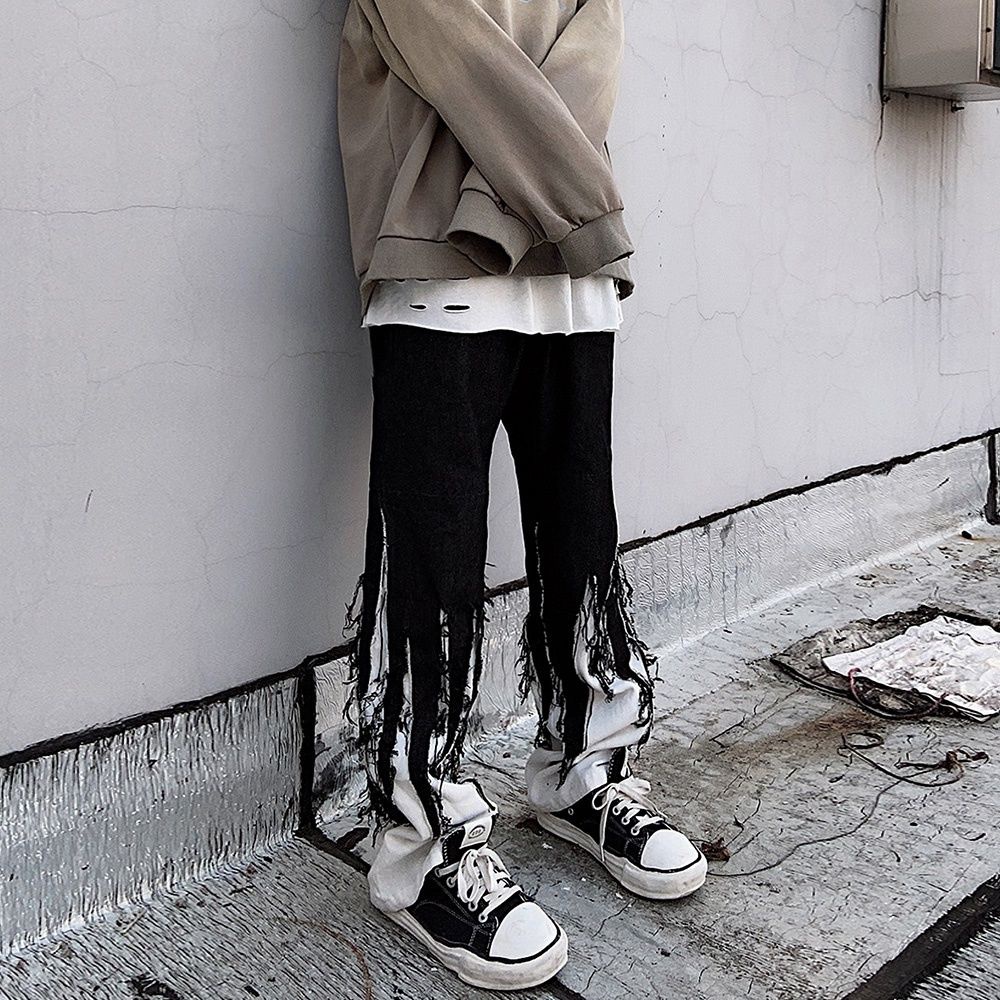 Quần Jeans Dài Ống Rộng Màu Đen Phong Cách Hip Hop Đường Phố Cho Nam Và Nữ