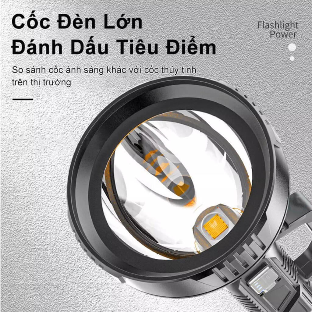 Đèn pin cầm tay cỡ lớn ⭐ Đèn pin cầm tay W591 siêu sáng  ⭐ chiếu xa trên 500m, có chân đế chống nước, pin cực trâu