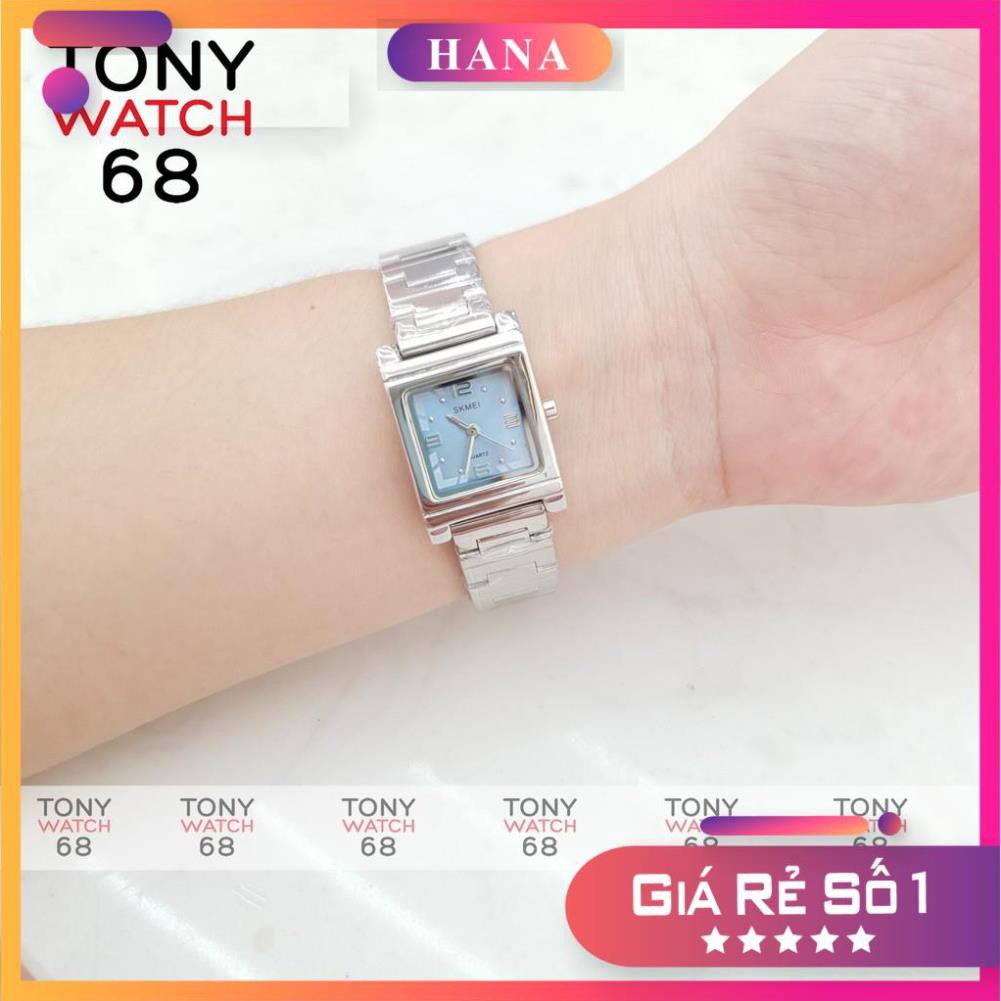 Đồng hồ nữ SKMEI mặt vuông dây kim loại mặt mini sang trọng chính hãng chống nước Tony Watch 68