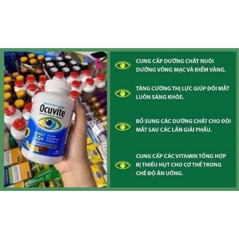Viên Uống Bổ Mắt Ocuvite Adult 50 + Bausch & Lomb 150 Viên Mỹ