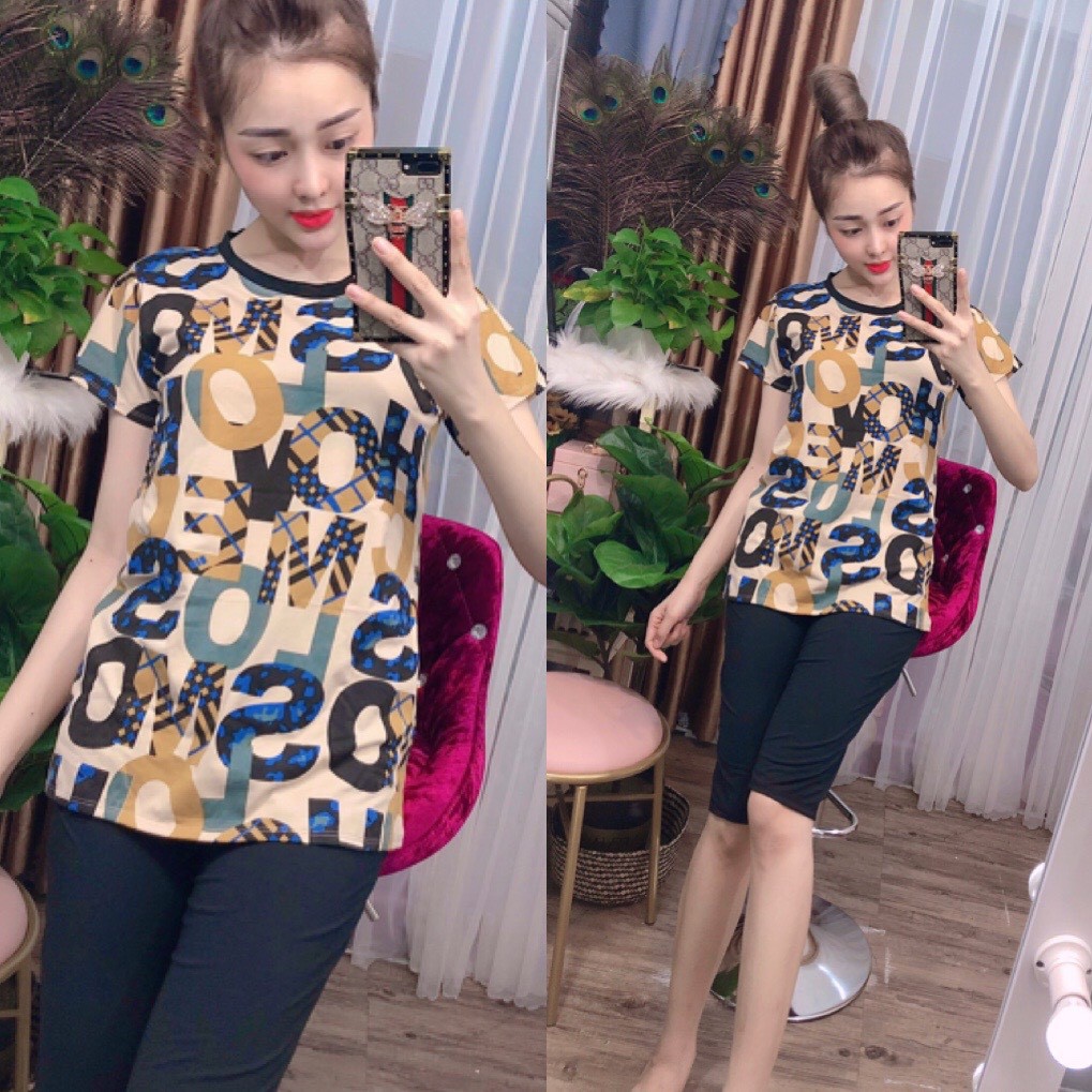 Đồ Bộ Mặc Nhà Nữ Set Đồ Lửng Mặc Nhà In Chữ Nhiều Màu Dễ Thương Có Size 40-75KG - CT33
