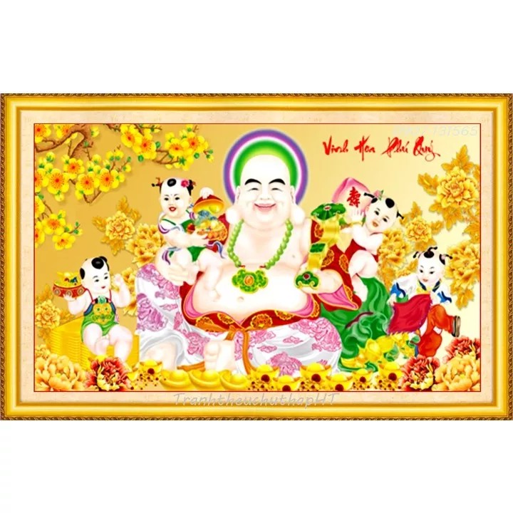 Tranh đính đá ABC phật di lạc vinh hoa phú quý (1m x 60cm)