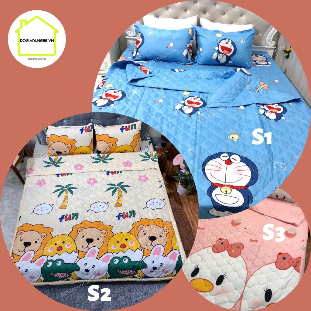 Set ga gối Cotton Poly họa tiết đáng yêu - Hàng đẹp không bai xù Inbox chọn mẫu