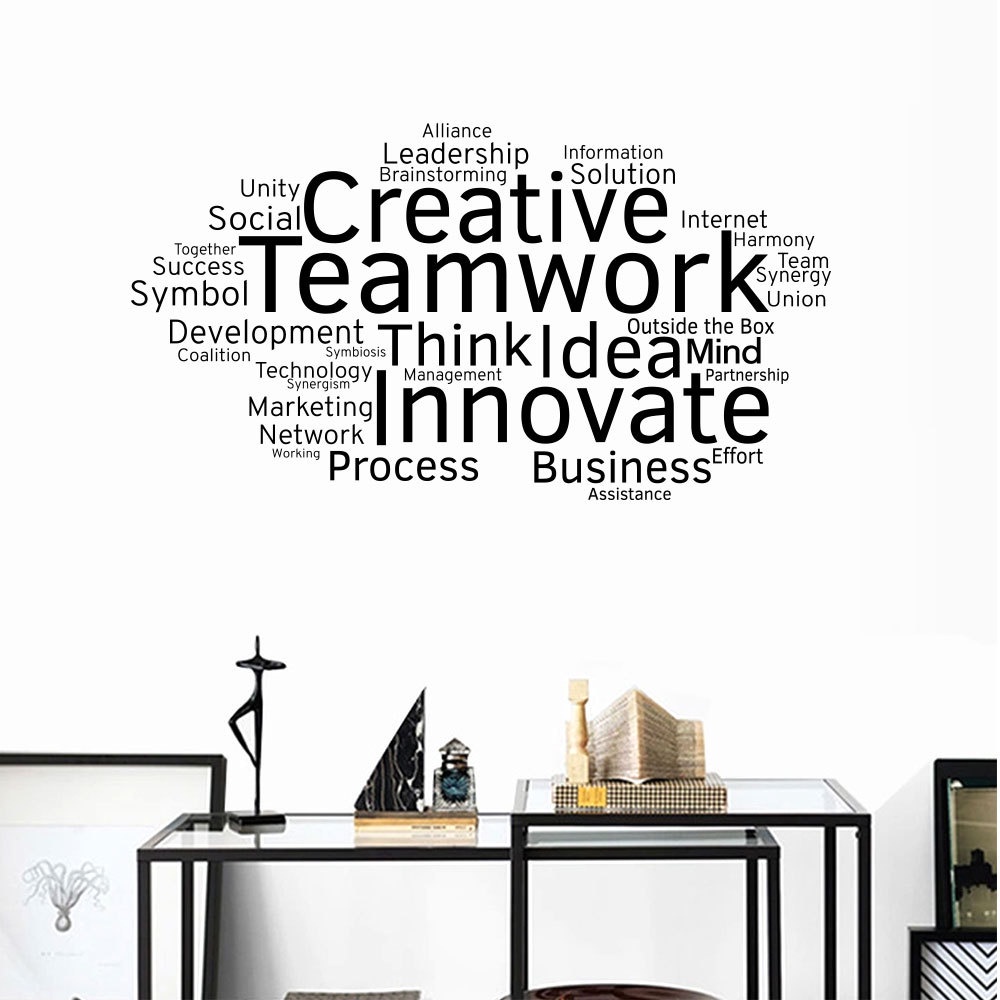Decal tiếng anh trang trí văn phòng mẫu Teamwork số 3 (57 x 106 cm)
