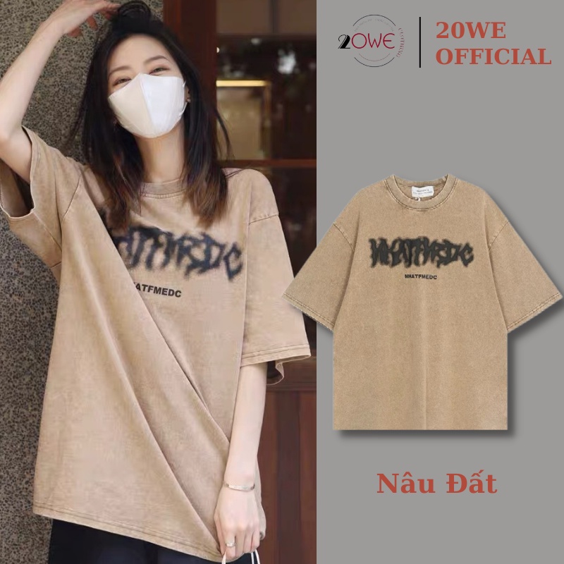 Áo thun MEDC nâu đen loang bassic local brand, Áo phông tay lỡ tshirt cổ tròn UNISEX nam nữ Cotton oversize form rộng