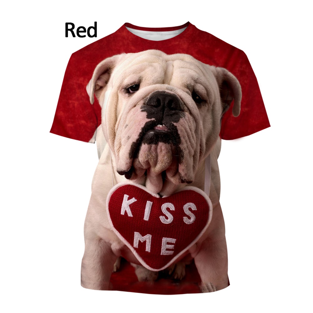 Áo Thun Tay Ngắn Cổ Tròn In Hình Chó Bull 3D Thời Trang Mùa Hè Cho Nam Và Nữ