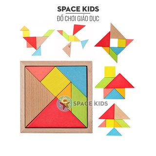 Đồ chơi gỗ thông minh xếp hình Tangram gỗ cho trẻ giáo dục sớm montessori