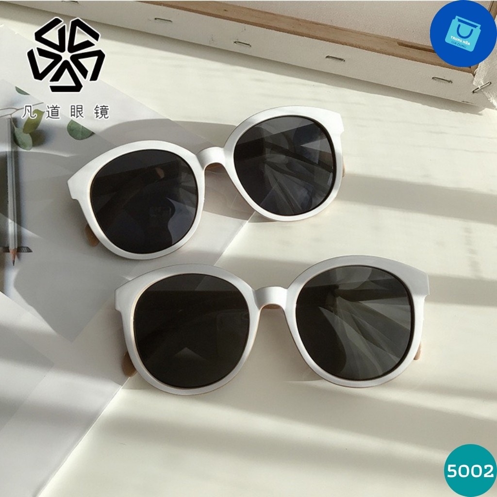 【5002】Kính Mắt Thời Trang Nữ Kính Râm Chống Tia UV Gọng Tròn Trắng | BigBuy360 - bigbuy360.vn