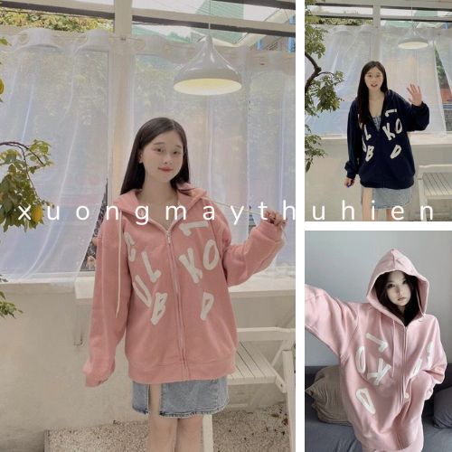 Áo khoác nỉ nam nữ khóa kéo họa tiết CLUB form rộng bigsize/ Áo khoác nhẹ tay bồng có mũ 2 màu mặc chống nắng mùa hè