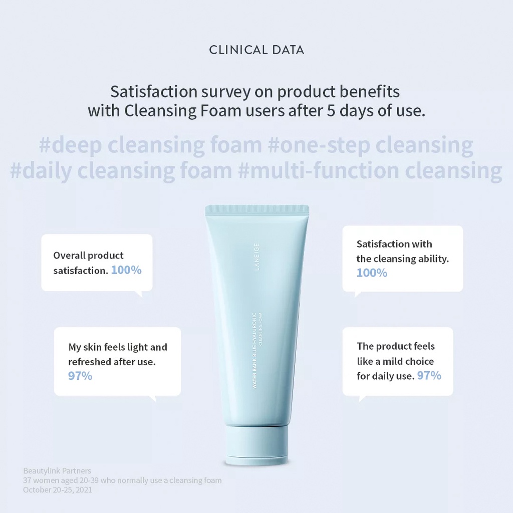 Sữa rửa mặt LANEIGE Water Bank Blue Hyaluronic Cleansing Foam 150g / Cleansing Gel 200ml / Cleansing Oil 250mltạo bọt làm sạch sâu