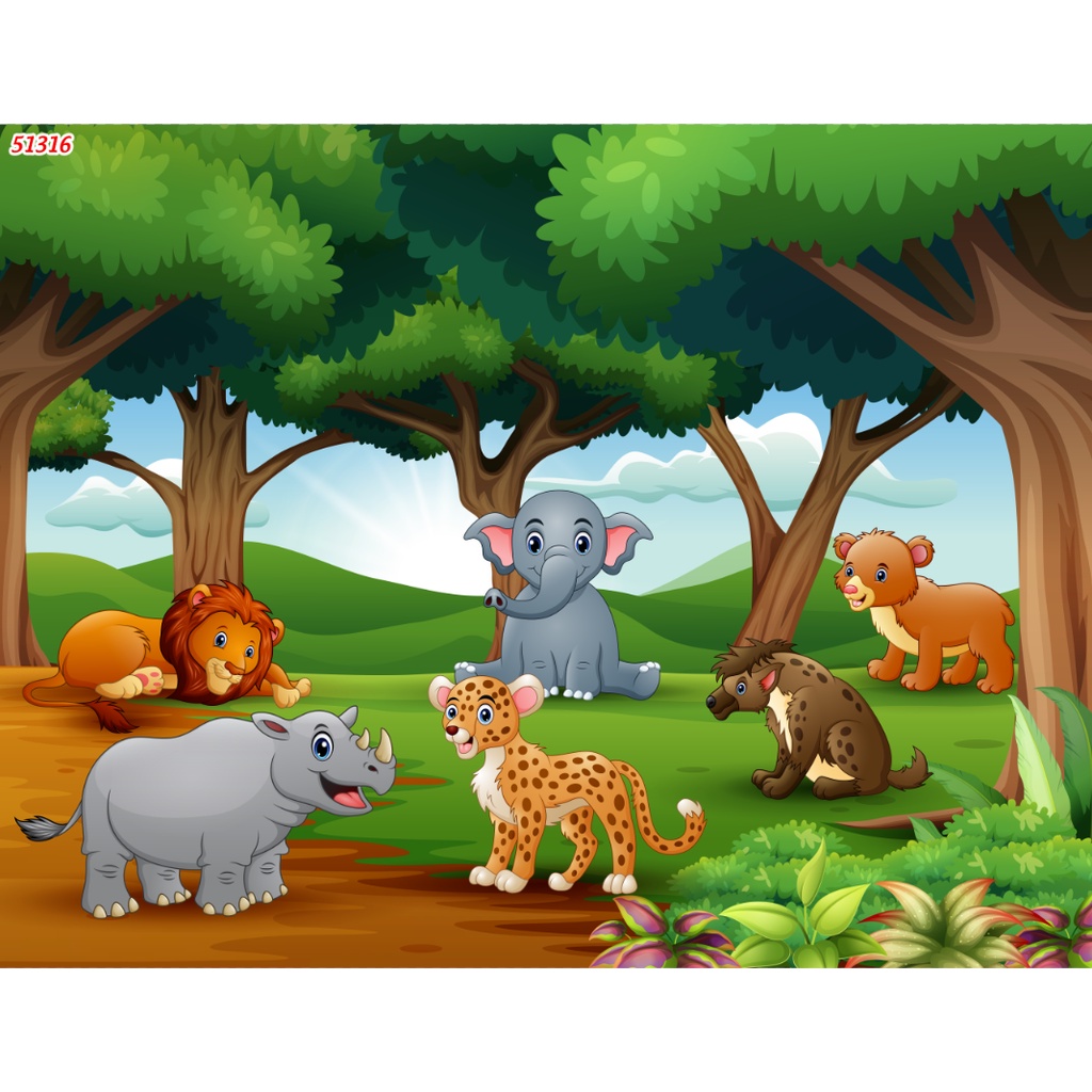 Tranh Dán Tường Phòng Trẻ Em HOẠT HÌNH THẾ GIỚI ĐỘNG VẬT, GẤU POOR, BÓNG ĐÁ