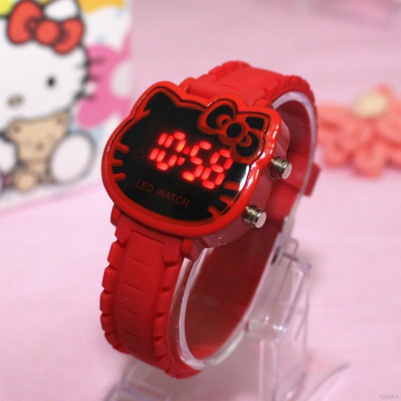 Đồng hồ điện tử đeo tay hình mèo Hello Kitty chống thấm nước