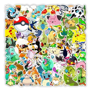 Set 100 hình dán Sticker Pokemon cute chống nước dán mũ bảo hiểm laptop xe máy