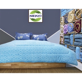Chăn lông thỏ queen luxury Nekio Nhật Bản Xanh
