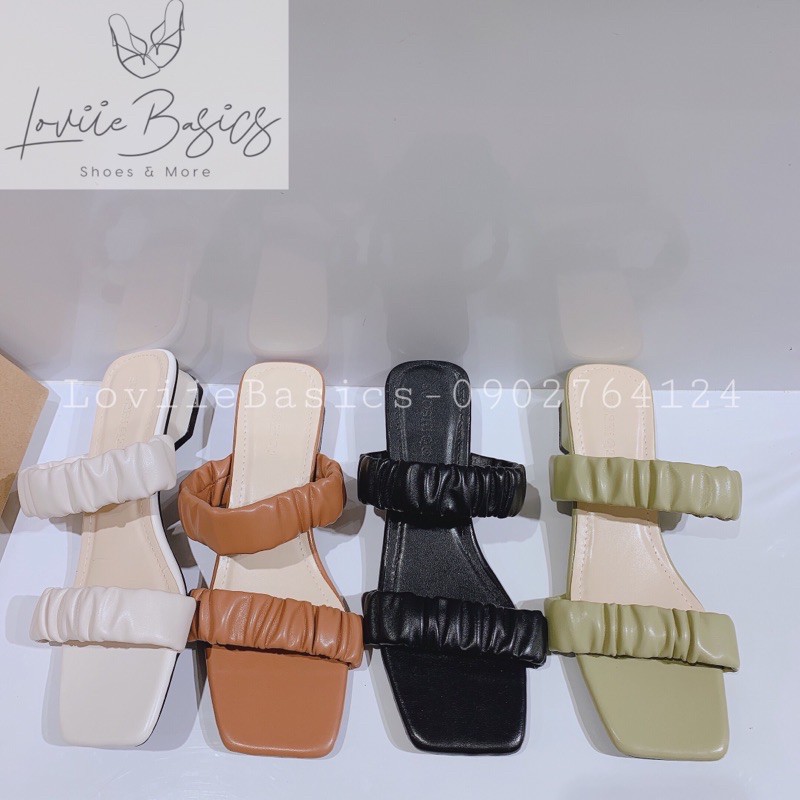 LOVIIE BASICS - DÉP NỮ CAO GÓT THỜI TRANG 2 QUAI ĐẾ VUÔNG - DÉP NỮ THỜI TRANG QUAI BÈO NHÚN - DÉP GUỐC NỮ 3CM D210409