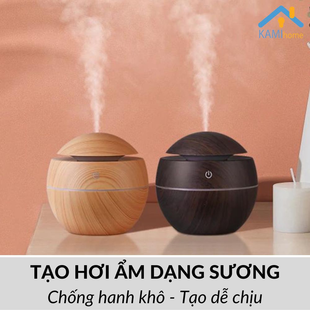 Máy xông tinh dầu mini 200ml kiểu phun sương tạo ẩm phòng ngủ và để bàn KM17006