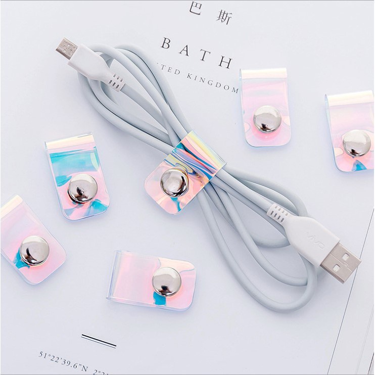 Mới Set 5 Dây Quấn Cáp / Tai Nghe Màu Laser Tiện Dụng