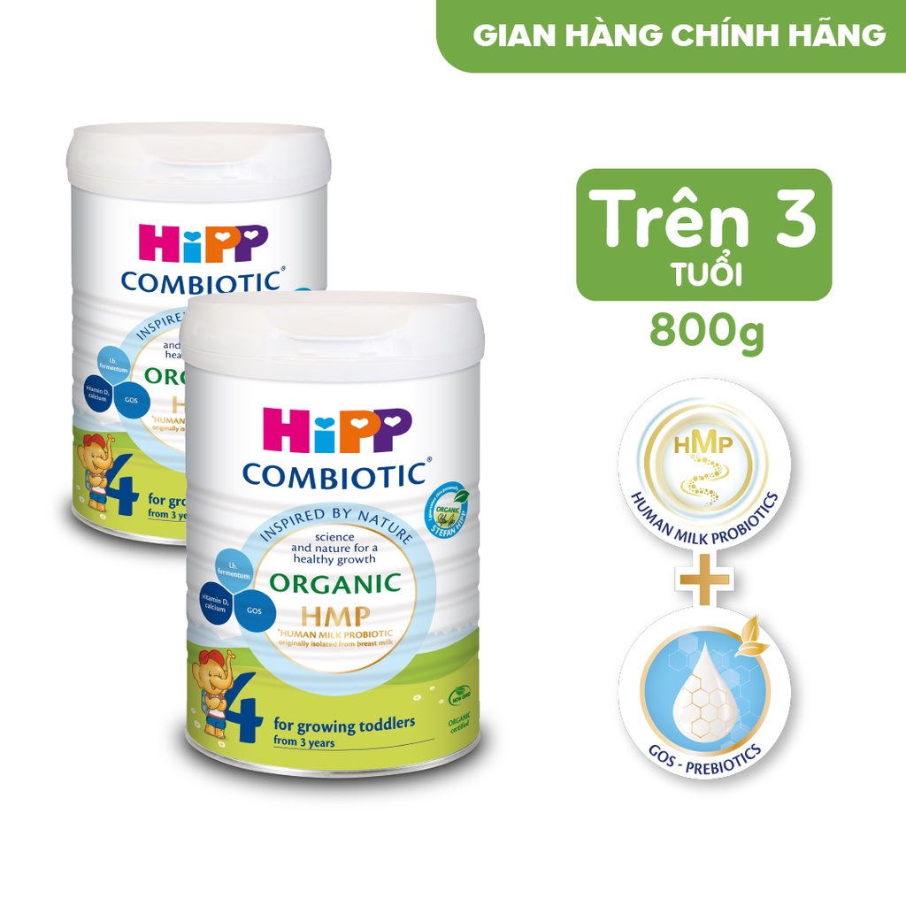 Combo 2 lon Sữa bột công thức HiPP 4 Organic Combiotic 800g (dành cho trẻ từ 3 tuổi) (2 lon x 800g)