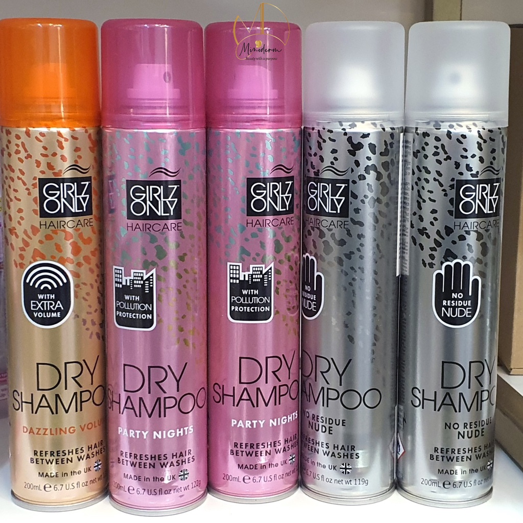 Dầu Gội Khô Girlz Only dry shampoo Party Nights / Dawn 'Til Dusk / Dazzling Volume / No Residue Nude 200ml