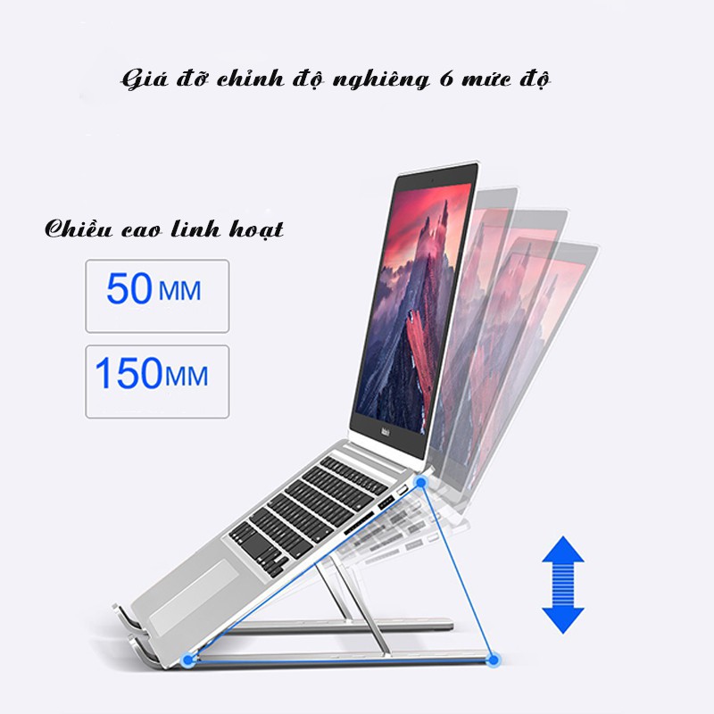 Giá Đỡ Laptop Bằng Nhôm Sang Trọng Bàn Laptop Gấp Gọn Tặng Kèm Túi Đựng Laptop Stand Tản Nhiệt Laptop