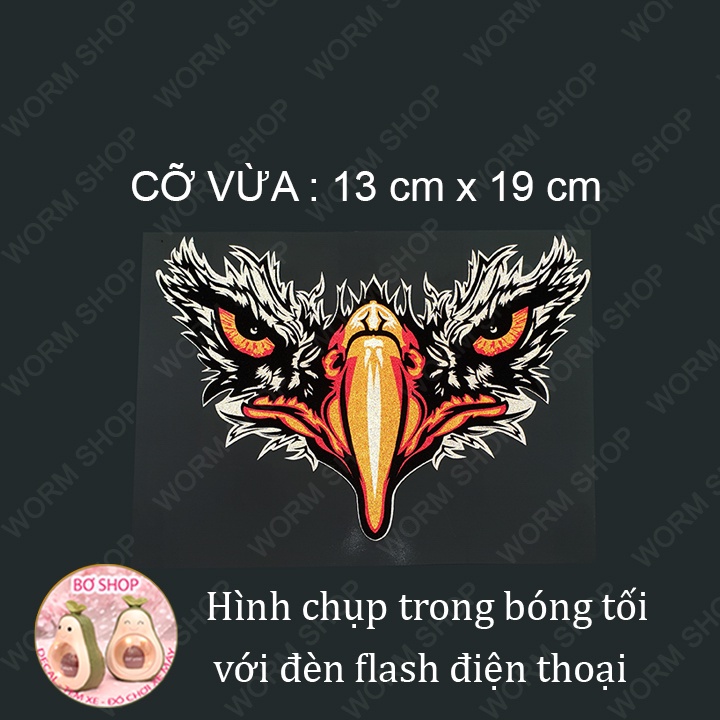 Tem mỏ đại bàng phản quang dán ô tô , xe máy ... Tem 3 lớp cao cấp chống phai màu