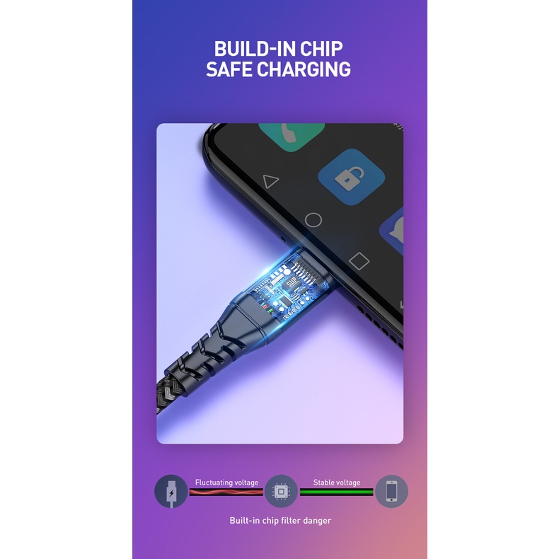 Dây Cáp Sạc USB Bằng Nylon Bện Cho Điện Thoại Android Samsung Xiaomi Redmi Pocophone Huawei Oppo Vivo y11