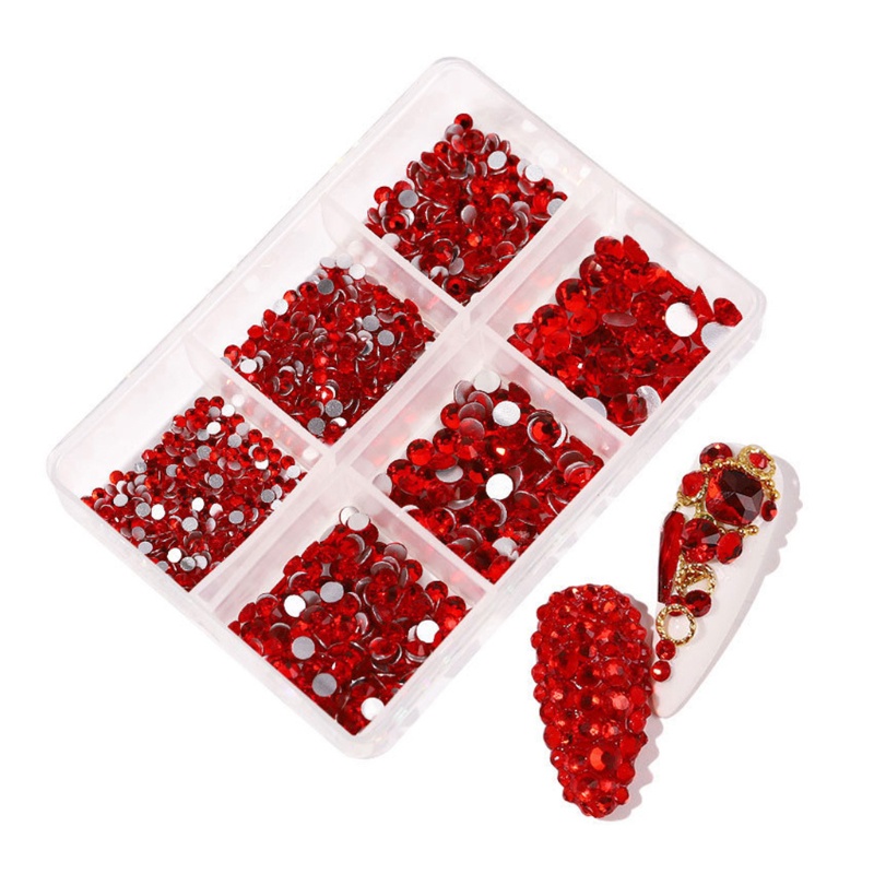Set 6 Hộp Đá Pha Lê Trang Trí Móng Tay / Lưng Phẳng DIY