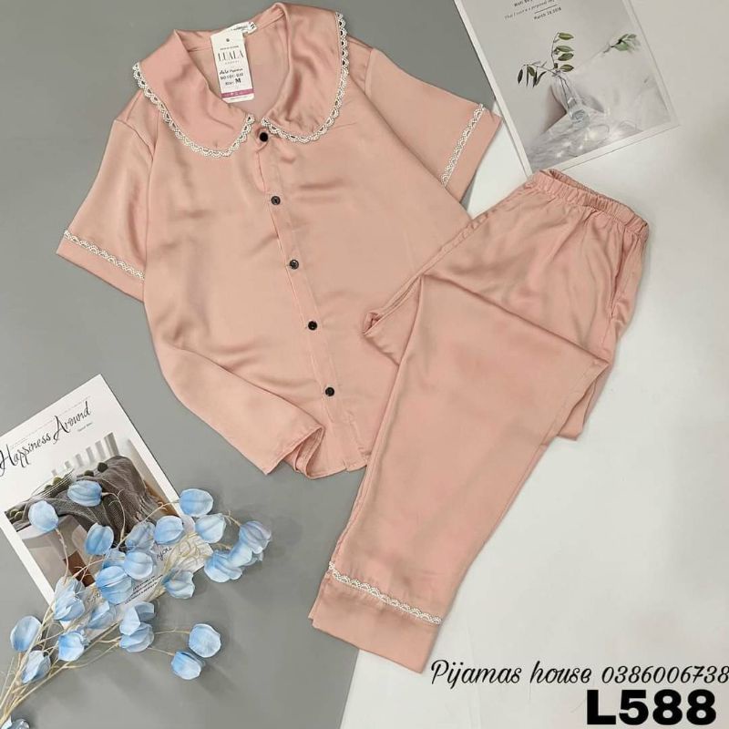 Bộ Pyjama Bèo Ren Tay Cộc Quần Dài - Hàng Thiết Kế