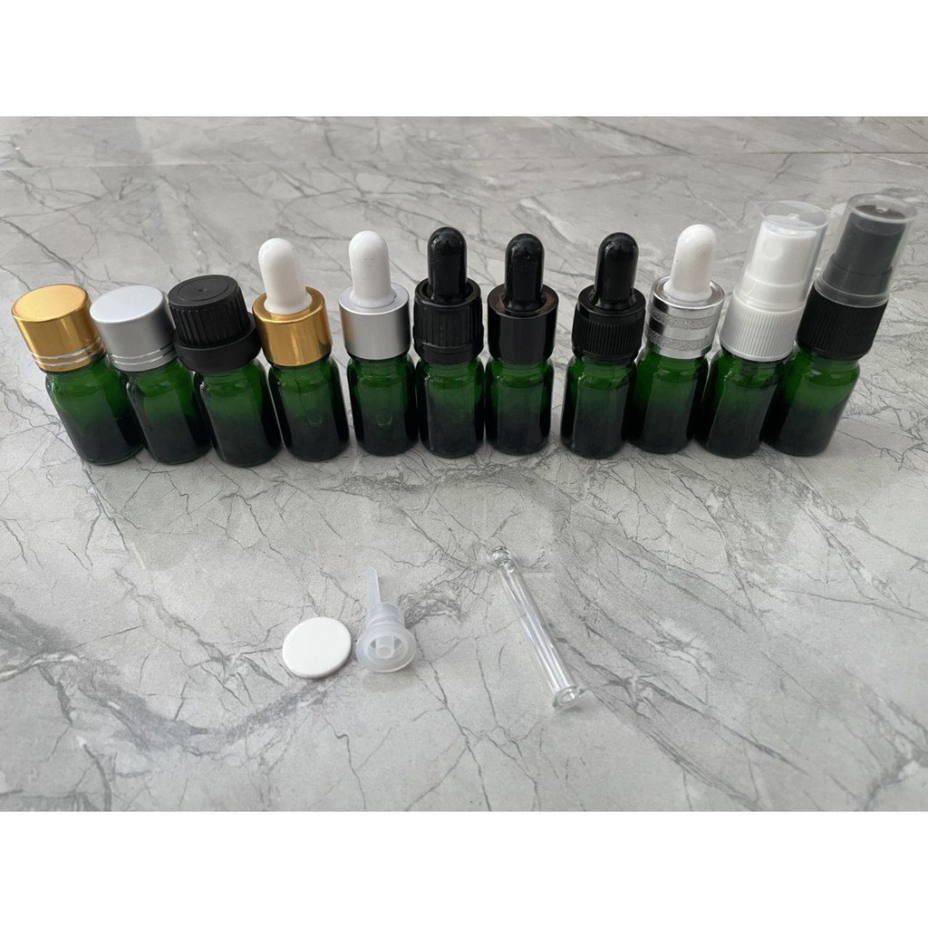 Chai Lọ Thủy Tinh 5Ml Xanh Lá Chiết Serum, Tinh Dầu