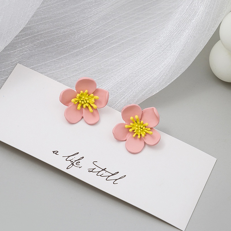 PINKDUDU Bông Tai Hợp Kim Hình Hoa Phun Sơn Màu Thời Trang PD724