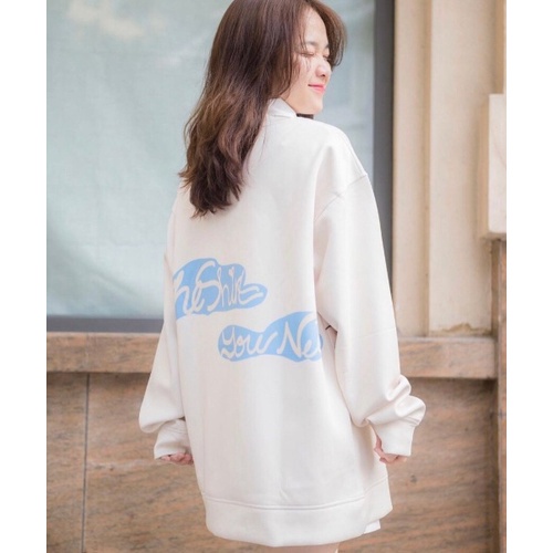 Áo Thun Sweater Nỉ Nữ Trắng Sky IM SICK 61kg - Dài Tay Dáng Rộng G0101