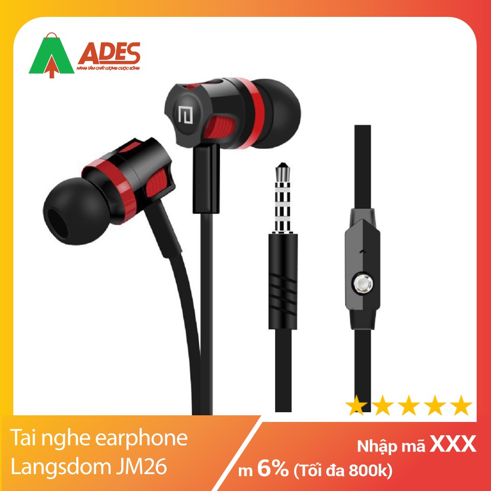 Tai nghe nhét tai earphone Langsdom JM26 Super Bass - Chính hãng - NEW 100%