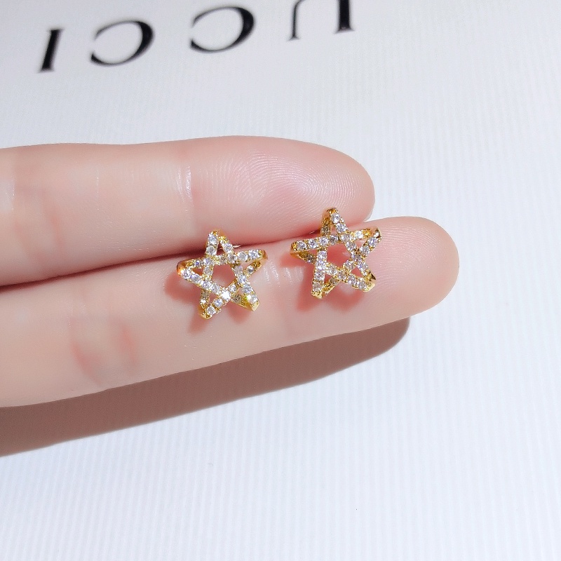 Bông tai JIUDUOLAN đính kim cương giả mạ vàng hình ngôi sao thanh lịch phong cách Hàn Quốc thời trang cho nữ