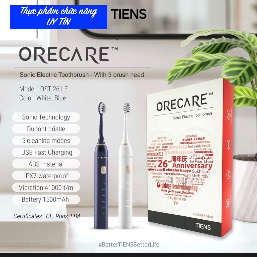 Bàn chải đánh răng điện Orecare Tiens Thiên Sư (Orecare Sonic Electric Toothbrush)