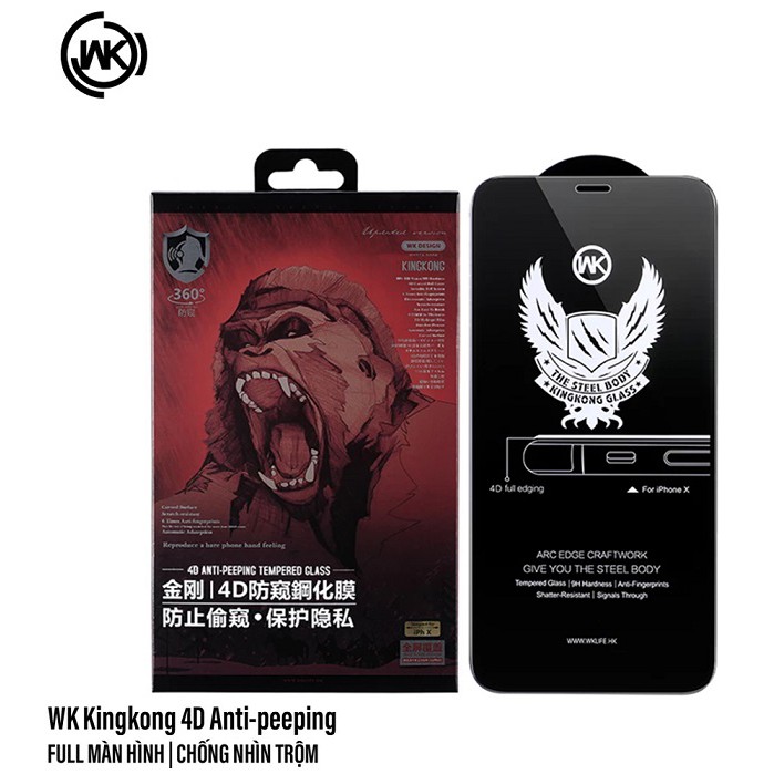 Cường lực Chống Nhìn Trộm 4D Chính Hãng KINGKONG cho   iPhone 12 Pro Max  /  iPhone 12 Pro  /  iPhone 12