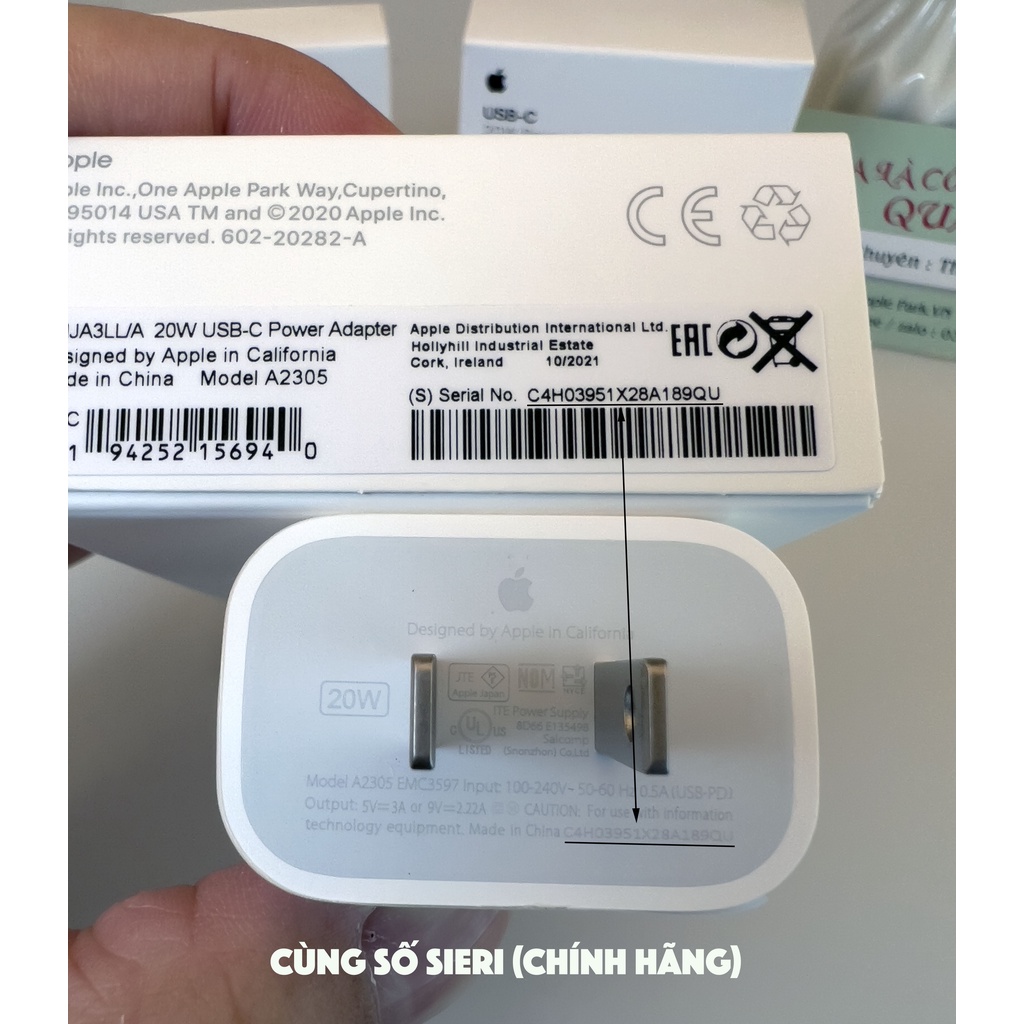 Củ sạc nhanh iPhone PD 20W Chính Hãng,Cáp Sạc Nhanh USB-C To Lightning,Cho iPhone 13 Pro Max 13mini 12 Pro 11 Pro XS X 8