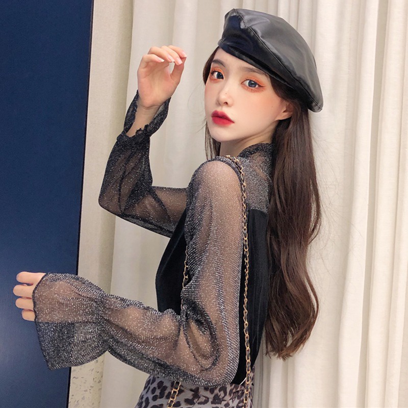 Áo Thun Tay Dài Cổ Lọ Màu Sắc Thời Trang Cho Nữ