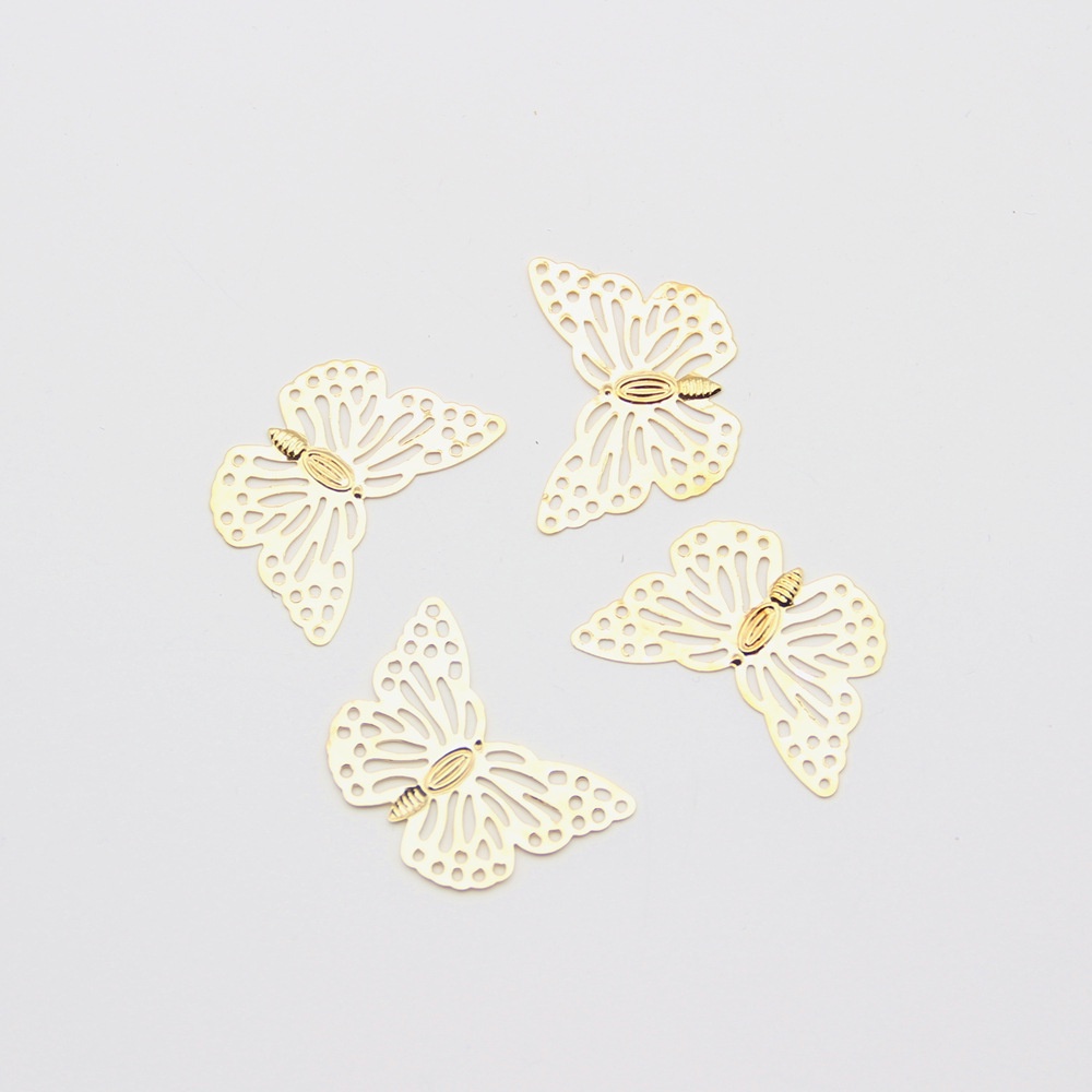 Túi 10 kim loại hình bướm có lỗ treo màu vàng dùng làm sản phẩm handmade, trang sức
