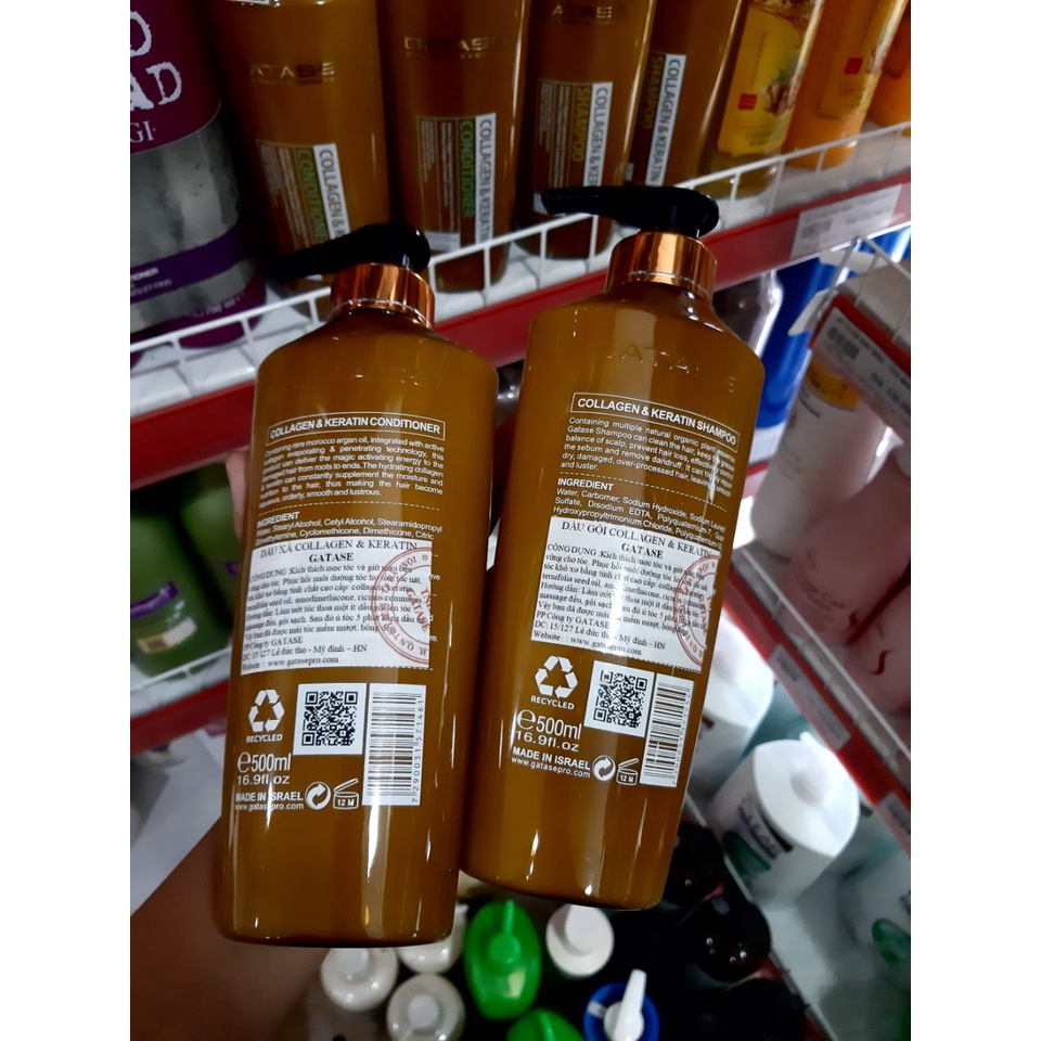Bộ Dầu gội xả Gatase Collagen Keratin 500ml